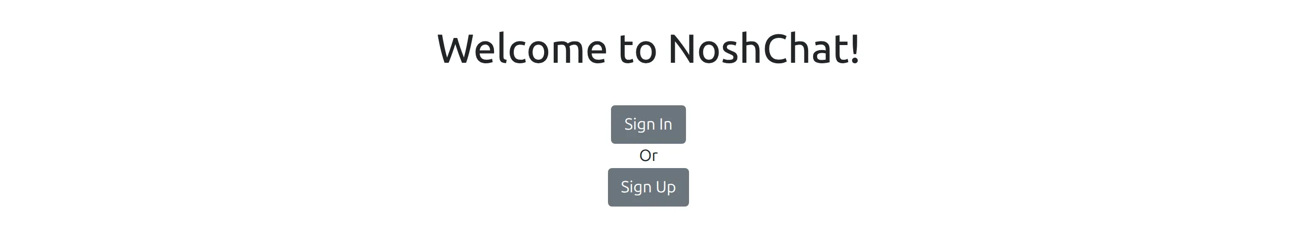 The NoshChat welcome page, with Sign In and Sign Up buttons